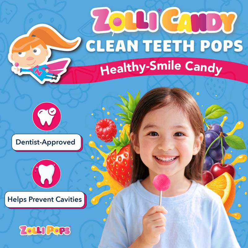 Zollipops Clean Teeth Pops Sugar Free Candy with Xylitol, Dye-Free Lollipops - Keto & Diabetic-Friendly, Dentist-Approved Treats for Kids (Natural Fruit Flavors, 6 oz) - Image 2
